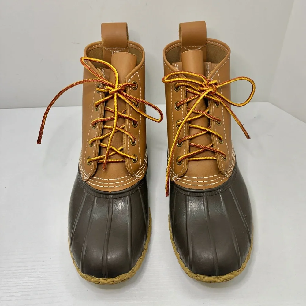 L.L. Bean Classic Bean Boot Tan Leather Brown Lace Up Waterproof Boots Size 7